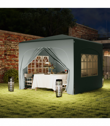 Outsunny 3 x 3(m) UPF50+ Pop Up Gazebo with Sides and Carry Bag, Light Grey