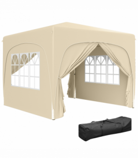 Outsunny 3 x 3(m) UPF50+ Pop Up Gazebo with Sides and Carry Bag, Sand