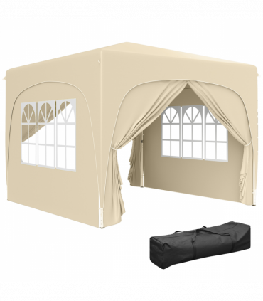 Outsunny 3 x 3(m) UPF50+ Pop Up Gazebo with Sides and Carry Bag, Sand