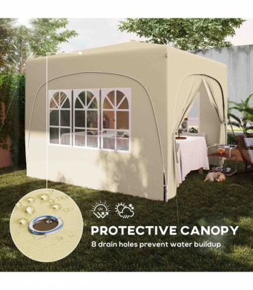 Outsunny 3 x 3(m) UPF50+ Pop Up Gazebo with Sides and Carry Bag, Sand