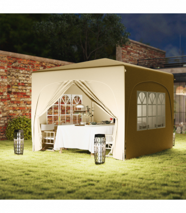 Outsunny 3 x 3(m) UPF50+ Pop Up Gazebo with Sides and Carry Bag, Sand