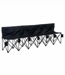 Outsunny 6 Seat Folding Bench Multi Deck Chair Cup Holder Camping Steel Black