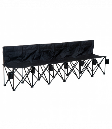 Outsunny 6 Seat Folding Bench Multi Deck Chair Cup Holder Camping Steel Black