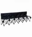 Outsunny 6 Seat Folding Bench Multi Deck Chair Cup Holder Camping Steel Black