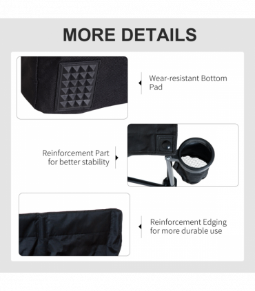 Outsunny 6 Seat Folding Bench Multi Deck Chair Cup Holder Camping Steel Black