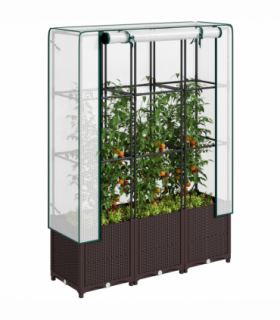Outsunny Plastic Vegetable Planter with Trellis, 120 x 40 x 140 cm