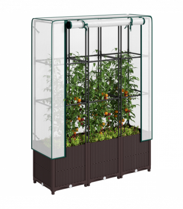 Outsunny Plastic Vegetable Planter with Trellis, 120 x 40 x 140 cm