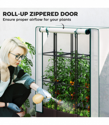 Outsunny Plastic Vegetable Planter with Trellis, 120 x 40 x 140 cm