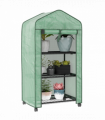 Outsunny Portable Mini Greenhouse with Roll-up Door and Wheels, Green