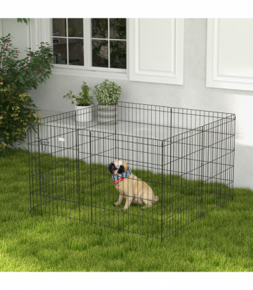 PawHut 8 Panel DIY Dog Pen with Door for Indoor/Outdoor Use, 76cm High