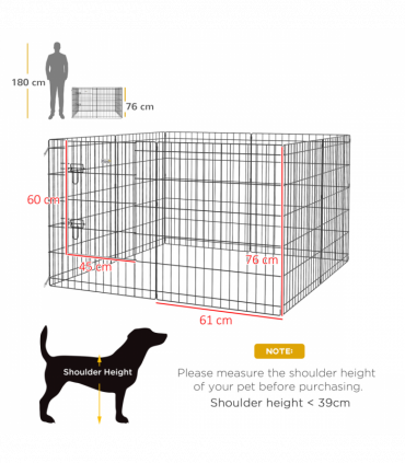 PawHut 8 Panel DIY Dog Pen with Door for Indoor/Outdoor Use, 76cm High