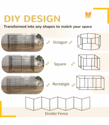 PawHut 8 Panel DIY Dog Pen with Door for Indoor/Outdoor Use, 76cm High