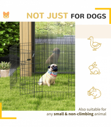 PawHut 8 Panel DIY Dog Pen with Door for Indoor/Outdoor Use, 76cm High