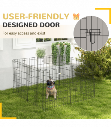PawHut 8 Panel DIY Dog Pen with Door for Indoor/Outdoor Use, 76cm High