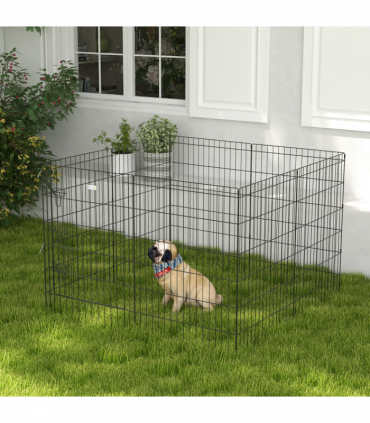 PawHut 8-Panel DIY Dog Pen with Door for Indoor/Outdoor Use, 91cm High