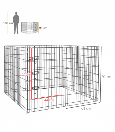 PawHut 8-Panel DIY Dog Pen with Door for Indoor/Outdoor Use, 91cm High