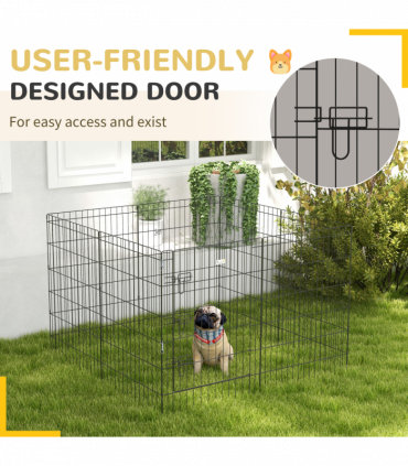PawHut 8-Panel DIY Dog Pen with Door for Indoor/Outdoor Use, 91cm High