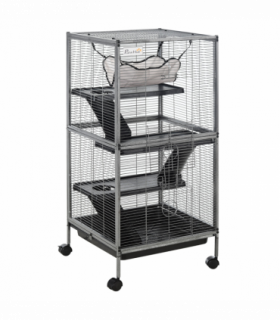 Rolling Small Animal Cage for Chinchillas Ferrets Kittens w/ Platform Ramp Tray