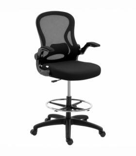 Vinsetto Draughtsman Chair Tall Office Chair w/ Adjustable Footrest Ring Black
