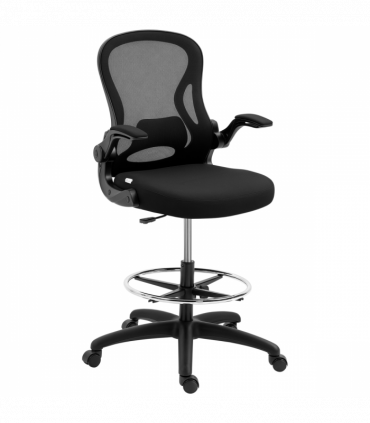 Vinsetto Draughtsman Chair Tall Office Chair w/ Adjustable Footrest Ring Black