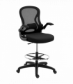 Vinsetto Draughtsman Chair Tall Office Chair w/ Adjustable Footrest Ring Black