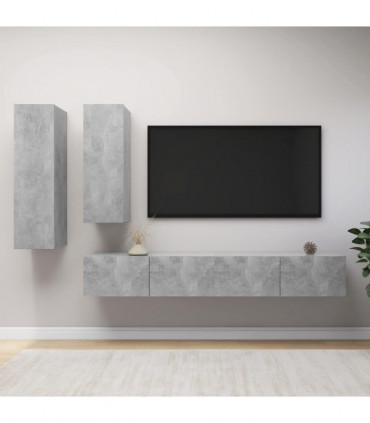 vidaXL 4 Piece TV Cabinet Set Concrete Grey Engineered Wood