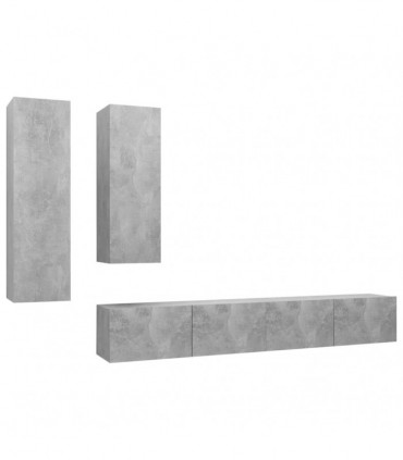 vidaXL 4 Piece TV Cabinet Set Concrete Grey Engineered Wood