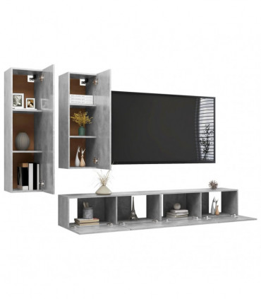 vidaXL 4 Piece TV Cabinet Set Concrete Grey Engineered Wood
