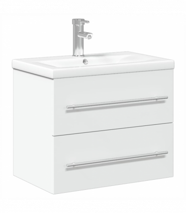 vidaXL Bathroom Sink Cabinet with Built-in Basin White