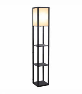 Floor Lamp, 4-tier Open Shelves, 26L x 26W x 160Hcm-Black/White Shelf