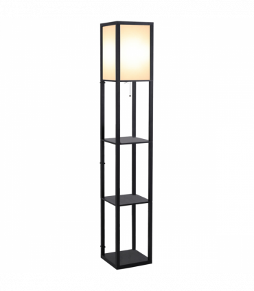 Floor Lamp, 4-tier Open Shelves, 26L x 26W x 160Hcm-Black/White Shelf