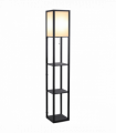 Floor Lamp, 4-tier Open Shelves, 26L x 26W x 160Hcm-Black/White Shelf