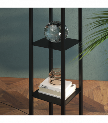 Floor Lamp, 4-tier Open Shelves, 26L x 26W x 160Hcm-Black/White Shelf