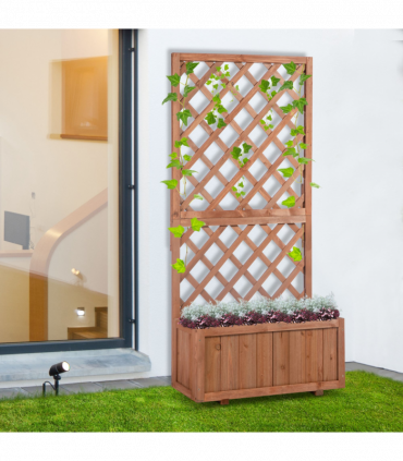 Wooden Flower Box Orange 2.5 x 31.5 x 149.5 cm Solid Fir Wood Frame Display