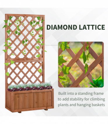 Wooden Flower Box Orange 2.5 x 31.5 x 149.5 cm Solid Fir Wood Frame Display