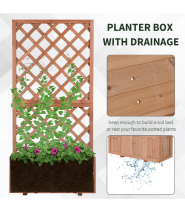 Wooden Flower Box Orange 2.5 x 31.5 x 149.5 cm Solid Fir Wood Frame Display