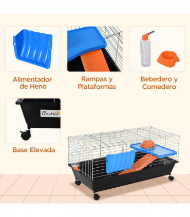 Cage Black 89L x 44W x 43H cm Small Animal Home for Rabbit Ferret Chinchilla