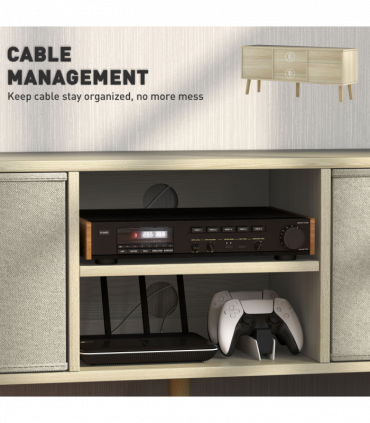 HOMCOM Modern TV Cabinet Stand w/ Shelves & Drawers, Bedroom Natural