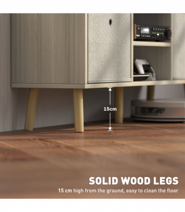 HOMCOM Modern TV Cabinet Stand w/ Shelves & Drawers, Bedroom Natural