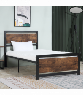 HOMCOM Single Size Metal Bed Frame w/ Headboard & Footboard, 97x195x103cm