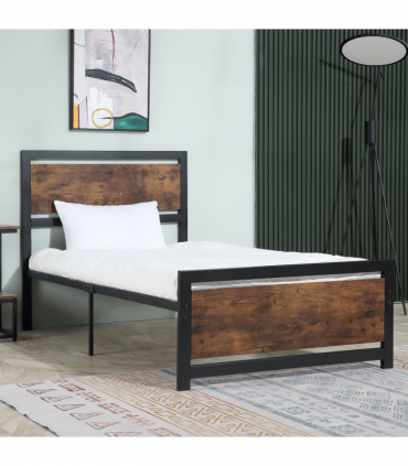 HOMCOM Single Size Metal Bed Frame w/ Headboard & Footboard, 97x195x103cm