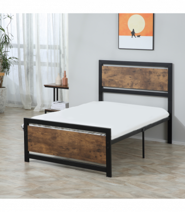 HOMCOM Single Size Metal Bed Frame w/ Headboard & Footboard, 97x195x103cm