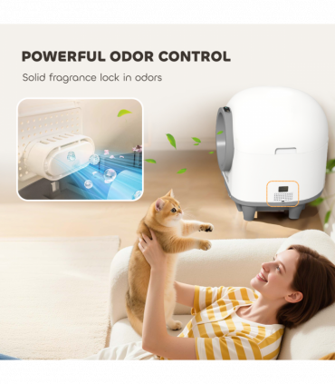 PawHut 80L Self Cleaning Cat Litter Tray with APP Control Safety Protection