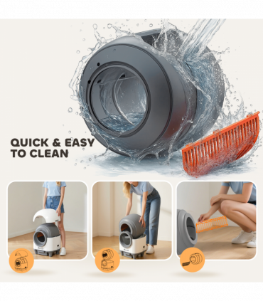 PawHut 80L Self Cleaning Cat Litter Tray with APP Control Safety Protection