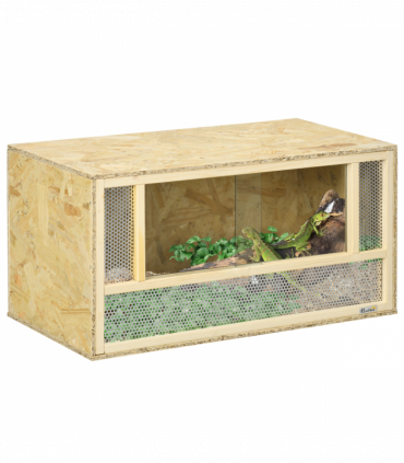 PawHut 80cm Reptile Terrarium Vivarium w/ Glass Sliding Doors, Breathable Mesh