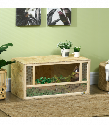PawHut 80cm Reptile Terrarium Vivarium w/ Glass Sliding Doors, Breathable Mesh