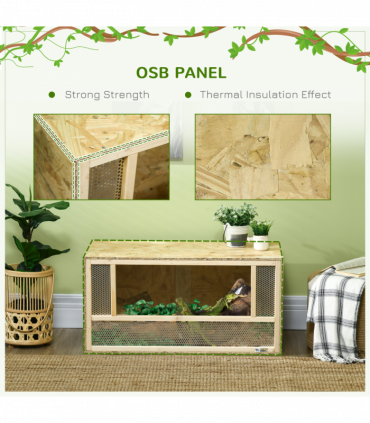 PawHut 80cm Reptile Terrarium Vivarium w/ Glass Sliding Doors, Breathable Mesh