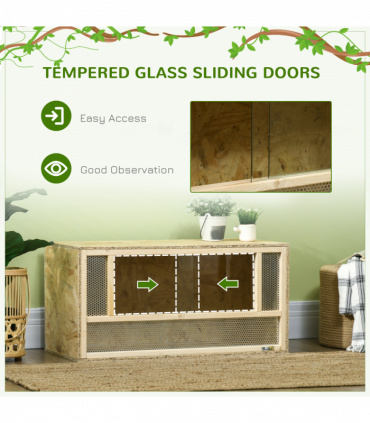 PawHut 80cm Reptile Terrarium Vivarium w/ Glass Sliding Doors, Breathable Mesh