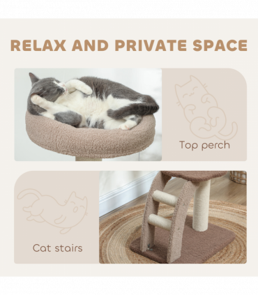 PawHut 88cm Cat Tee for Indoor Cats, Cat Tower with Scratching Post, Brown