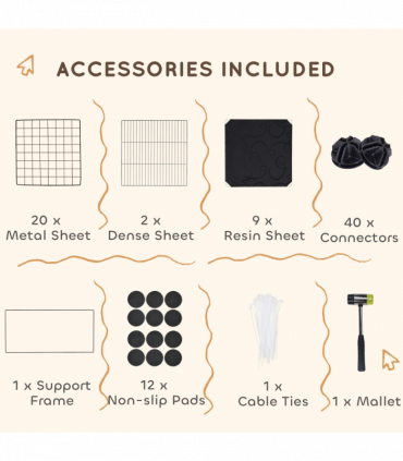 PawHut DIY Small Animal Cage w/ Elevated Huts for Guinea Pigs, Rabbits